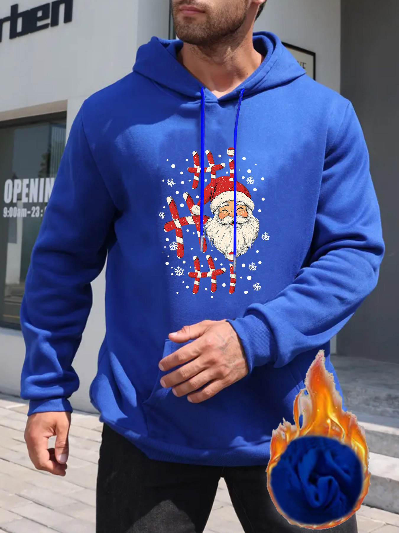 mens christmas hoodie kangaroo pocket 100 polyester long Temu