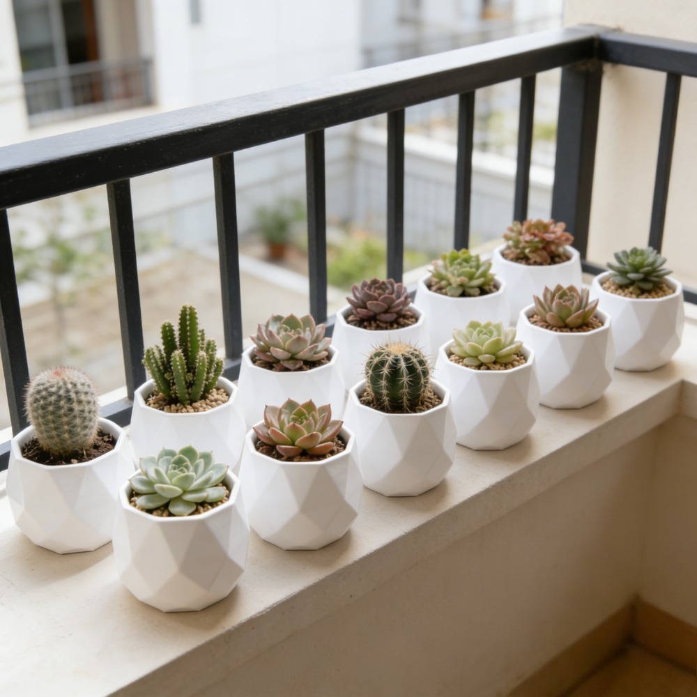 TEMU 12 Petits pots de plantes succulentes en plastique blanc, adaptés aux cactées et à la décoration de /du bureau (plantes non incluses), pots de