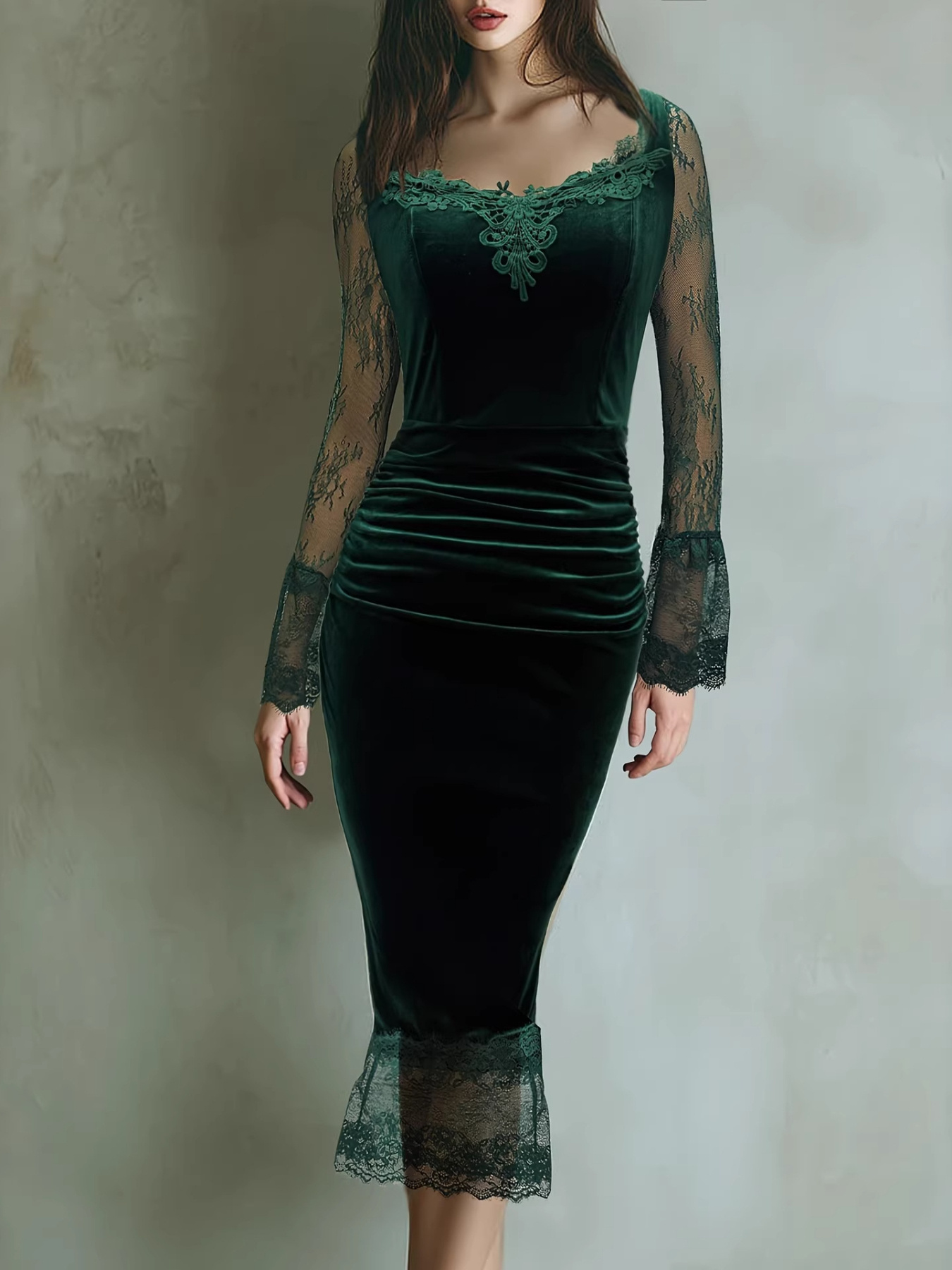 green velvet dress sold on Temu United States