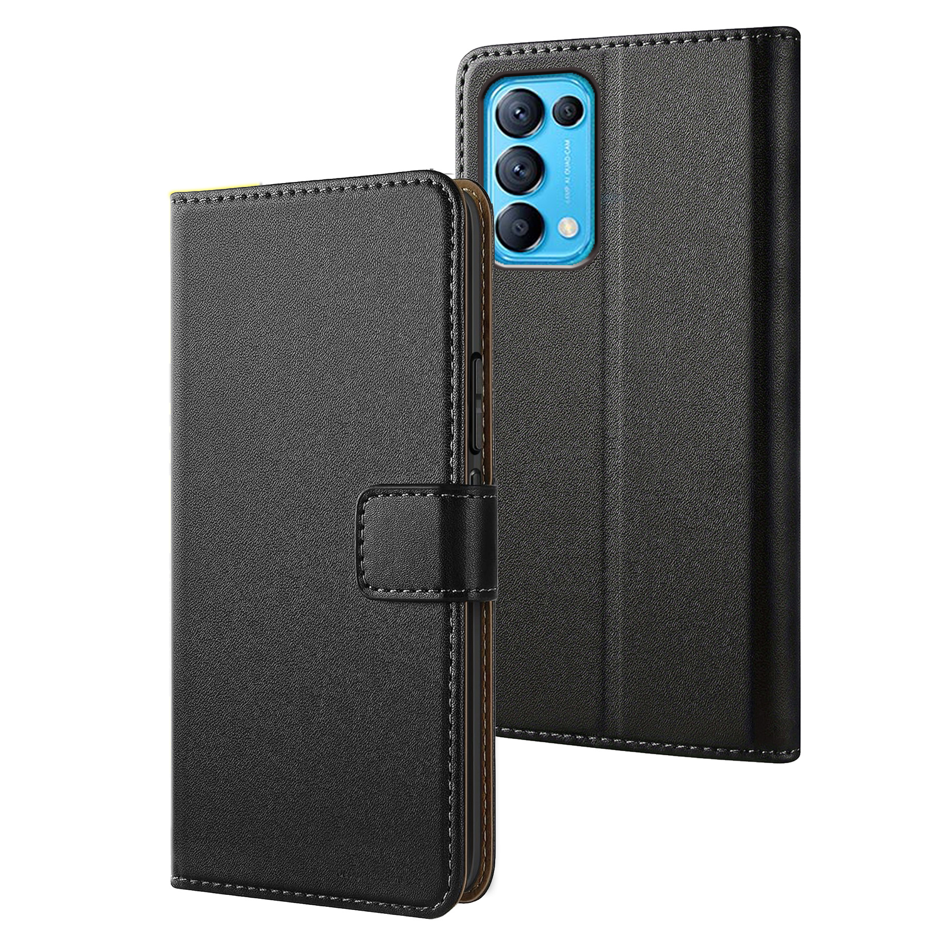 TEMU Phone Case: Case For Oppo Find X3 Case With Kickstand Black Faux Leather Flip Protective Phone Case Cover