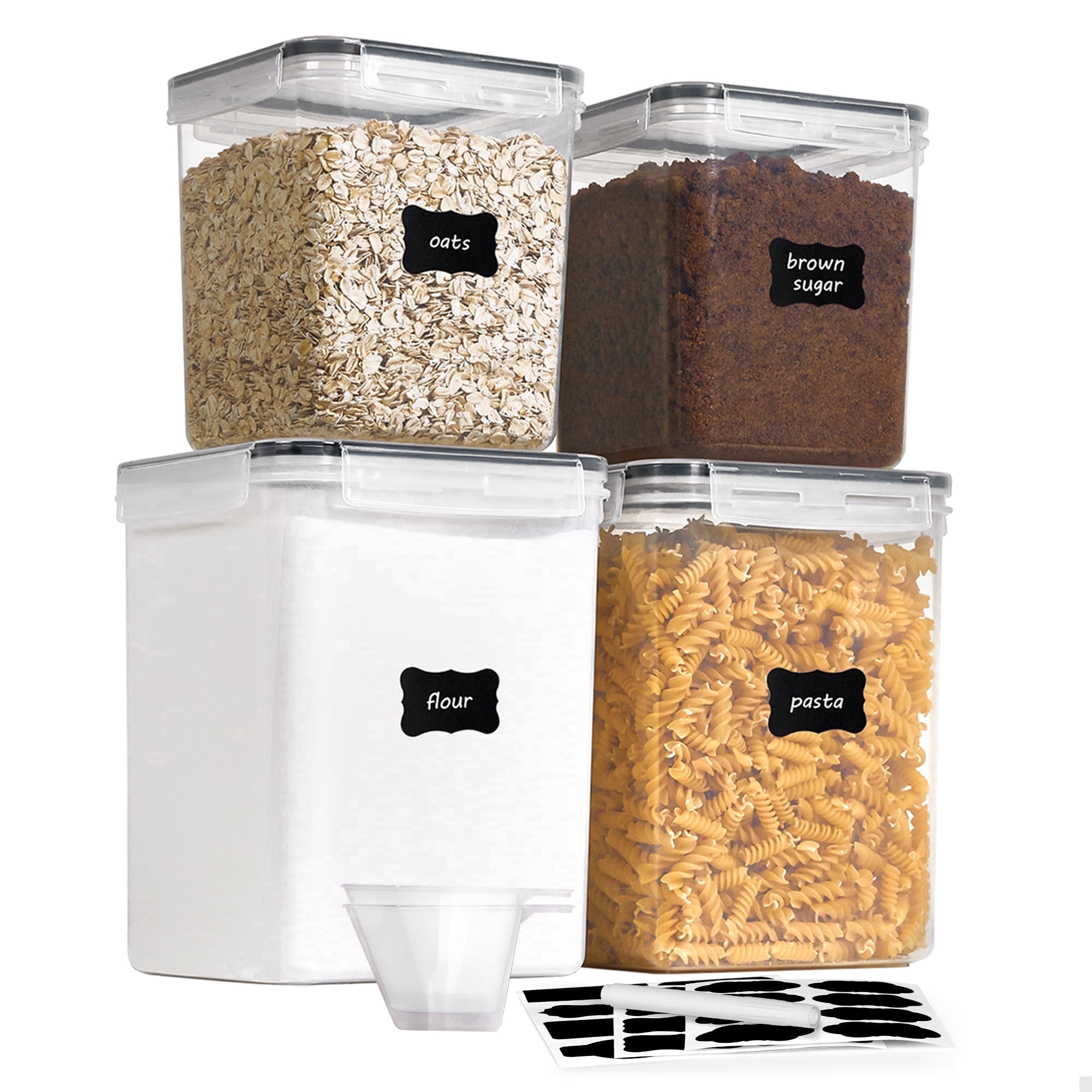 TEMU Airtight Storage Canisters, 4pcs Large Food Storage Containers For Flour, Sugar, Baking Supplies, Rice With Lids
