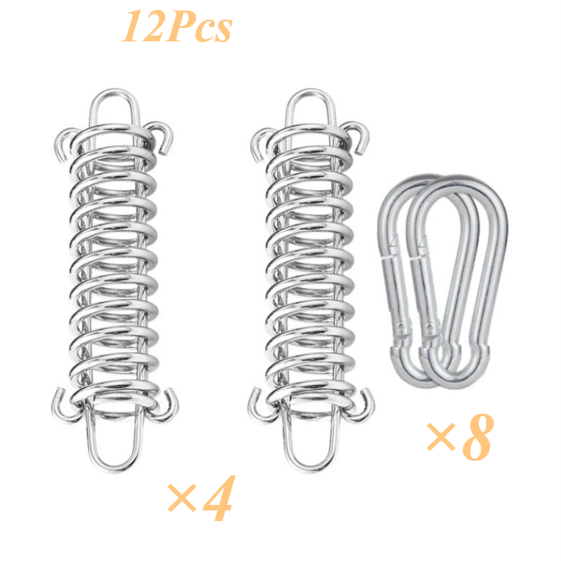 TEMU 12pcs Heavy-duty Stainless Steel Tent Rope Fastener, Multi-use Guyline Spring Tightening Buckle For Camping Tents, Tarps And Sun Awnings