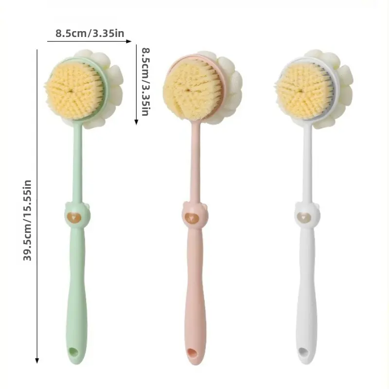 2 in 1 long handle shower brush luffa sponge with bear grip soft dense bristles anti slip hanging design for gentle exfoliating back scrub ergonomic bath shower tool shower accessories bathing accessory bathroom decor body scrubber hygienic material personal hygiene Product details 17