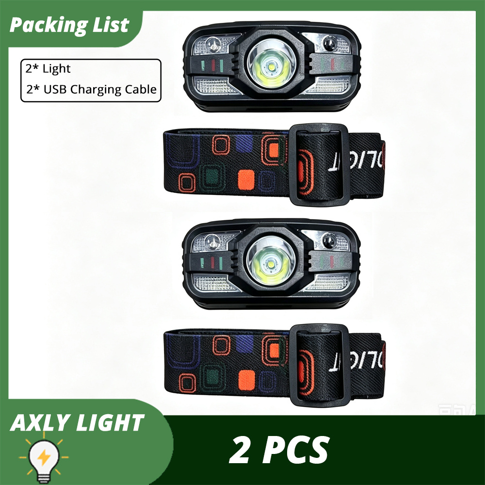 TEMU 2 Motion-sensor Headlamp, , Portable Torch With Wave-activated Switch, Light, Usb-rechargeable Work Light, Ideal For Camping, Fishing, Repairs,