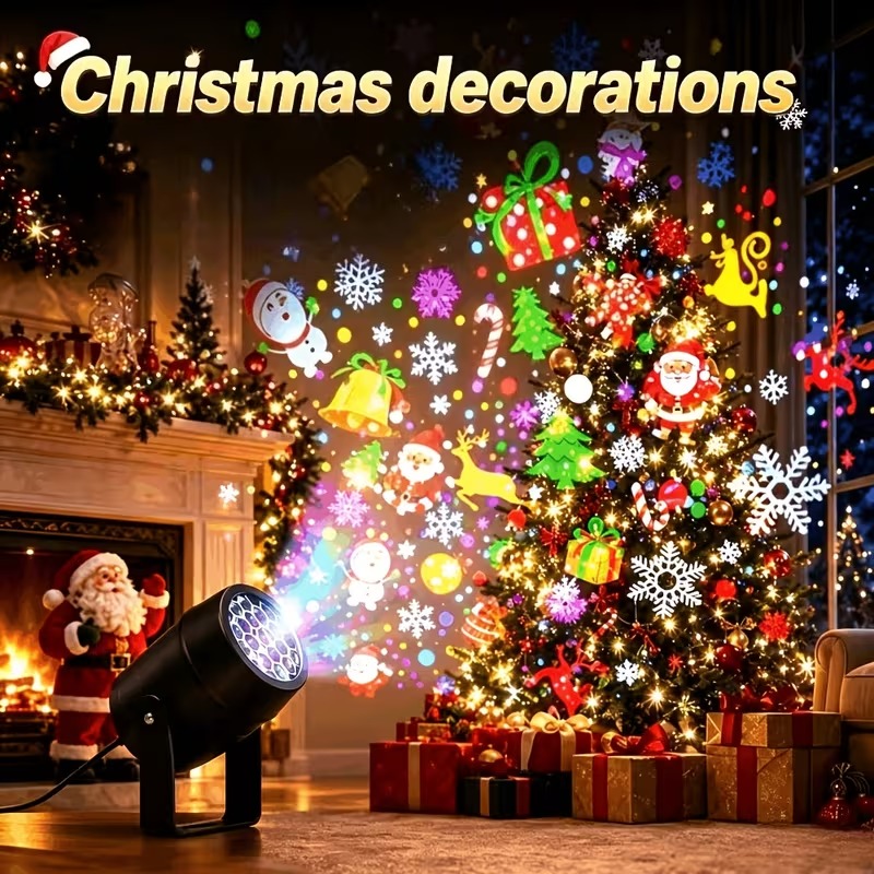 TEMU Led Rotating Snowflake, Halloween And Christmas Projector, Dynamic Projection, Courtyard Decoration, Winter Atmosphere, Suitable For Halloween