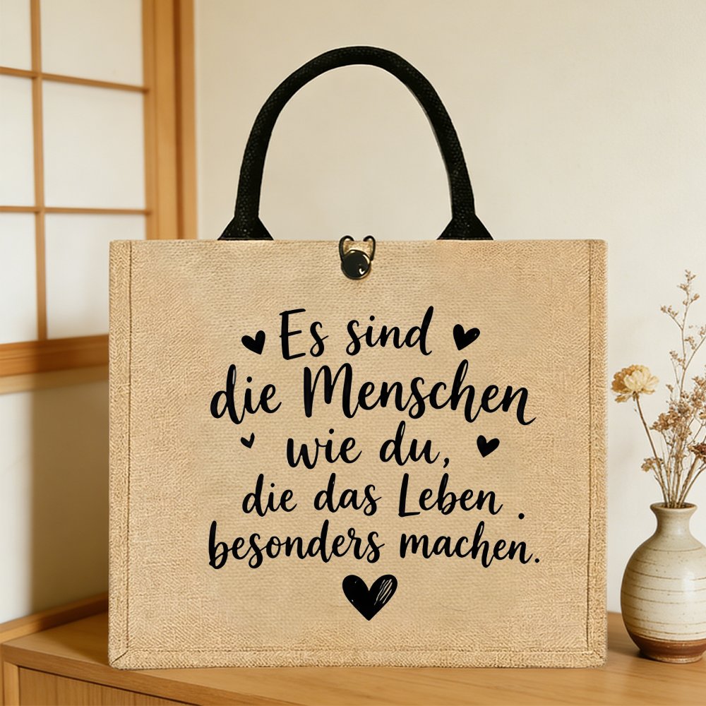 TEMU Gift For Her/him 2d Flat, 1pc Tote Bag, Versatile Use, Gift Jute Bag For Women, Inspirational Large Capacity Trendy Easy Style Durable Tote