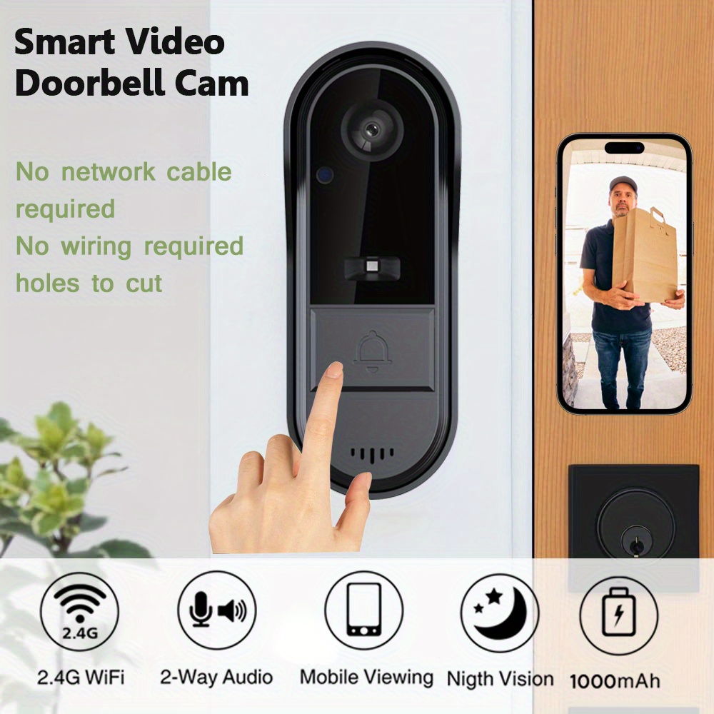Image of High-definition Wireless Video Camera Doorbell, Indoor/outdoor Smart Camera, Rechargeable Battery, 2.4g Wifi, Night Vision, Audio, Real-time Notification, Cloud Storage And Sd Card Storage