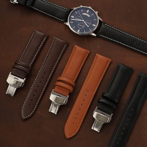 item picture mens pu watch band 18mm 20mm 22mm 24mm clasp classic replacement watch strap
