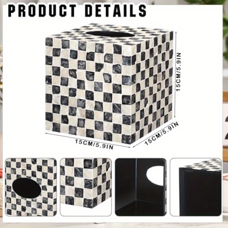 elegant black and   tissue box cover 5 9 inch cube ceramic decorative napkin holder with golden accents   for table bathroom vanity countertop or office bathroom organizer marble pattern ceramic construction bathroom decor and accessories Product details 1