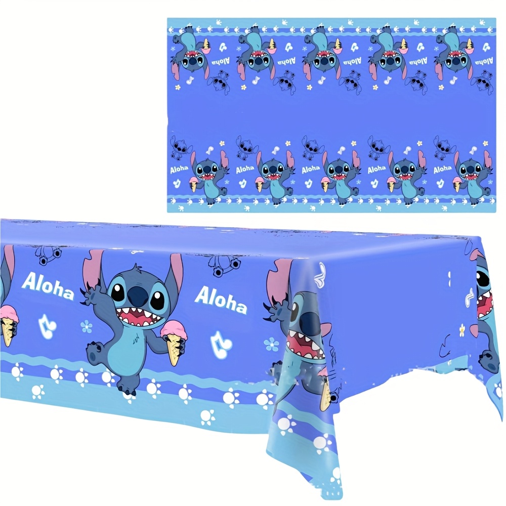 E-shop Disney Offiziell Lizenzierte Stitch Mouse und Elsa Party-Tischdecke - Lebendiges blau-tropisches Design, strapazierfähiger, maschinenwaschbarer