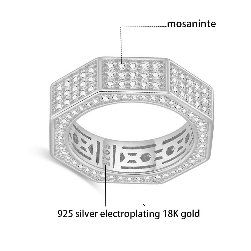 High-Quality Men's Ring Made of 925 Silver with Moissanite