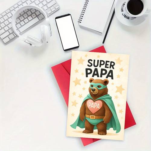 1pc funny gift bear card for dad birthday or fathers for husband or grandpa funny superhero gratitude card
