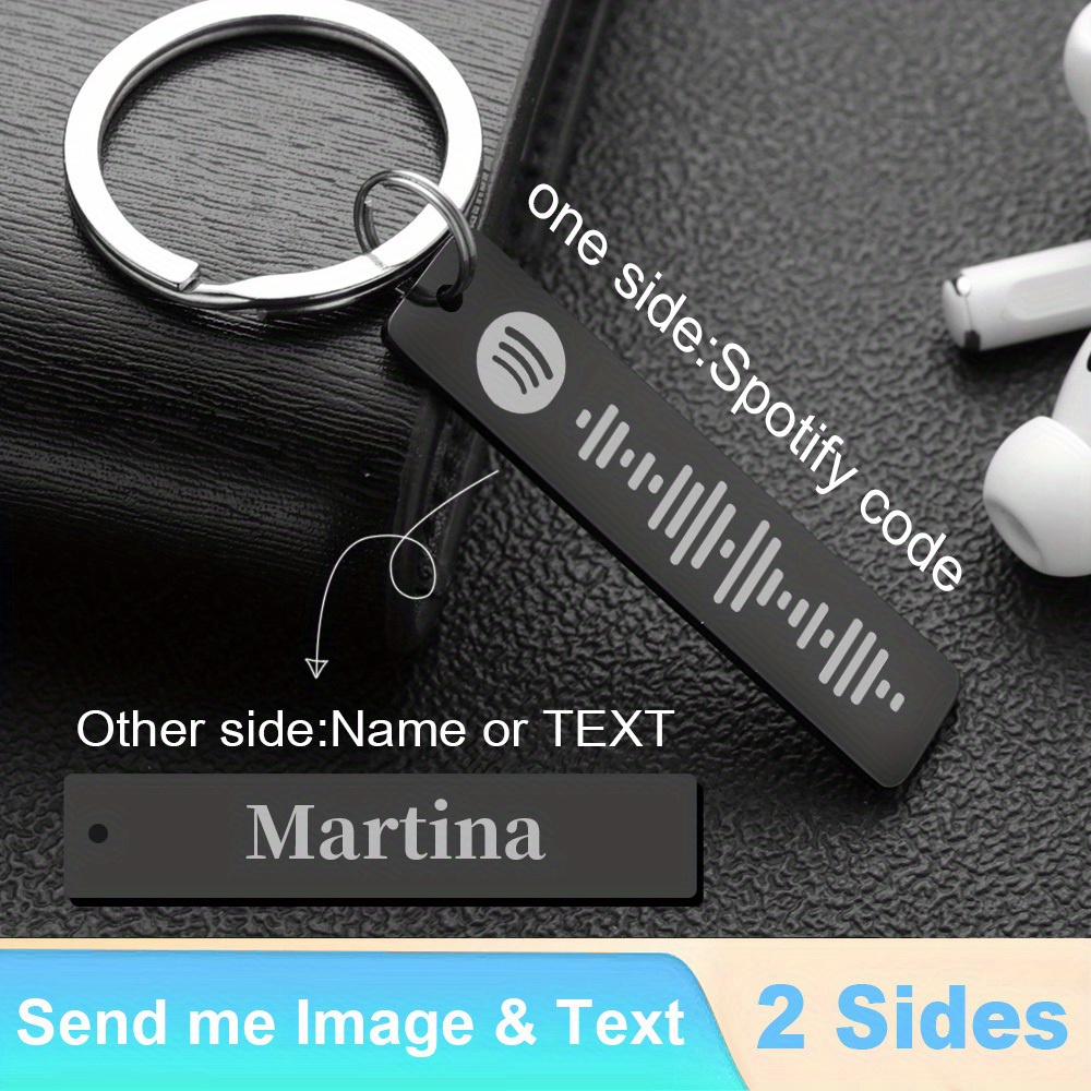 TEMU Stainless Steel Keychain Customizable With Music Code Supports Engraving Name/special Date Personalized Phrases Unique Gift For /love Ones