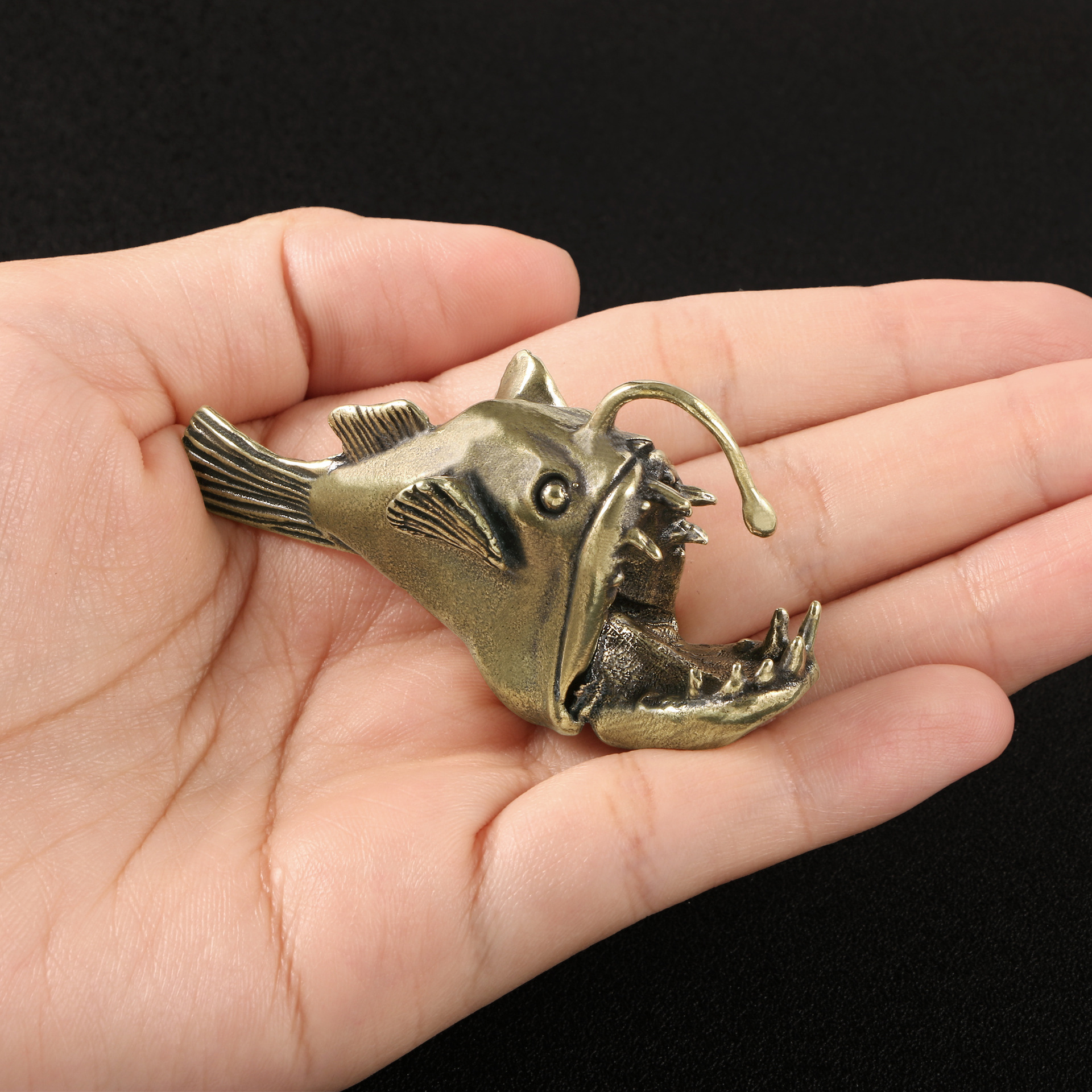 Image of Collectible Figurines, Halloween Decorations, Ocean Lantern Fish Brass Small Statue For Gifts , Desk And Living Room Christmas
