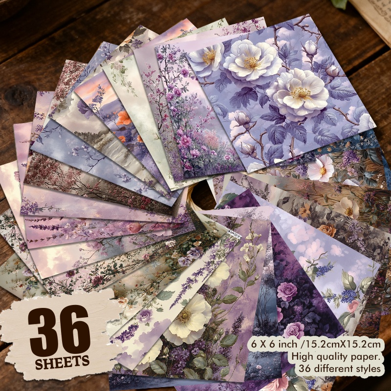 36 sheets elegant   floral paper suitable for diy greeting cards postcards scrapbooking rice flower patterns 6x6 inch sheets with multiple   for craft journals planners gift decoration