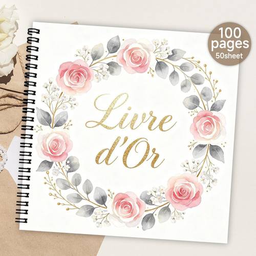 1pc spiral guestbook blank page guest sign in book watercolor floral wreath message signature book meaningful gift souvenir album for for wedding bridal shower anniversary birthday and other special occasions