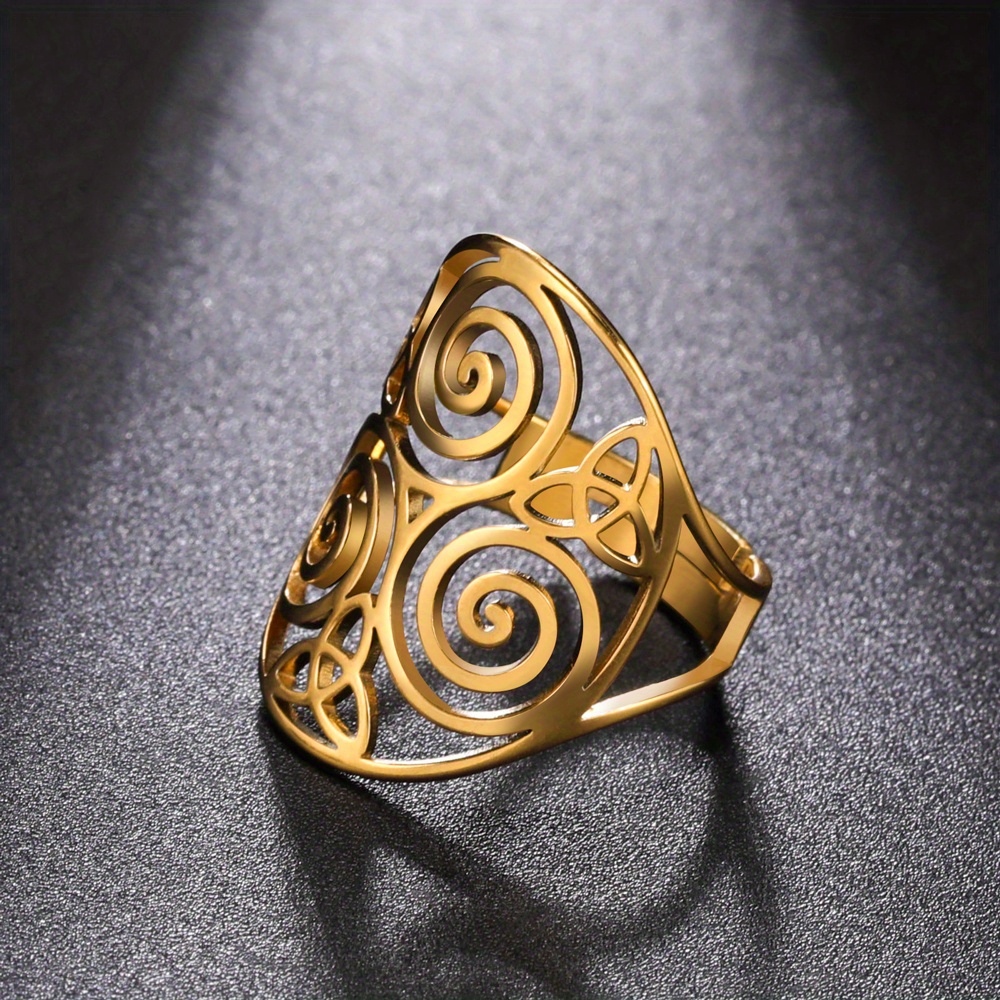 Adjustable Triskelion Amulet Ring, Bohemian Celtic Knot