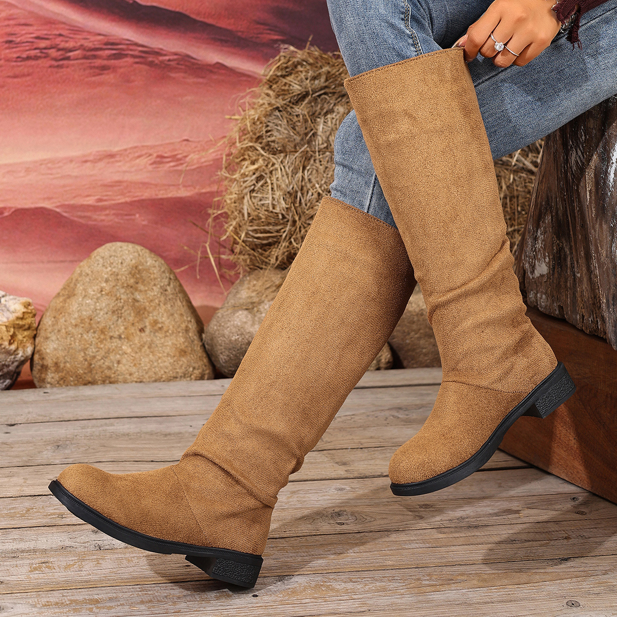 jjj japanese flat casual womens knee high boots - Temu Mauritius