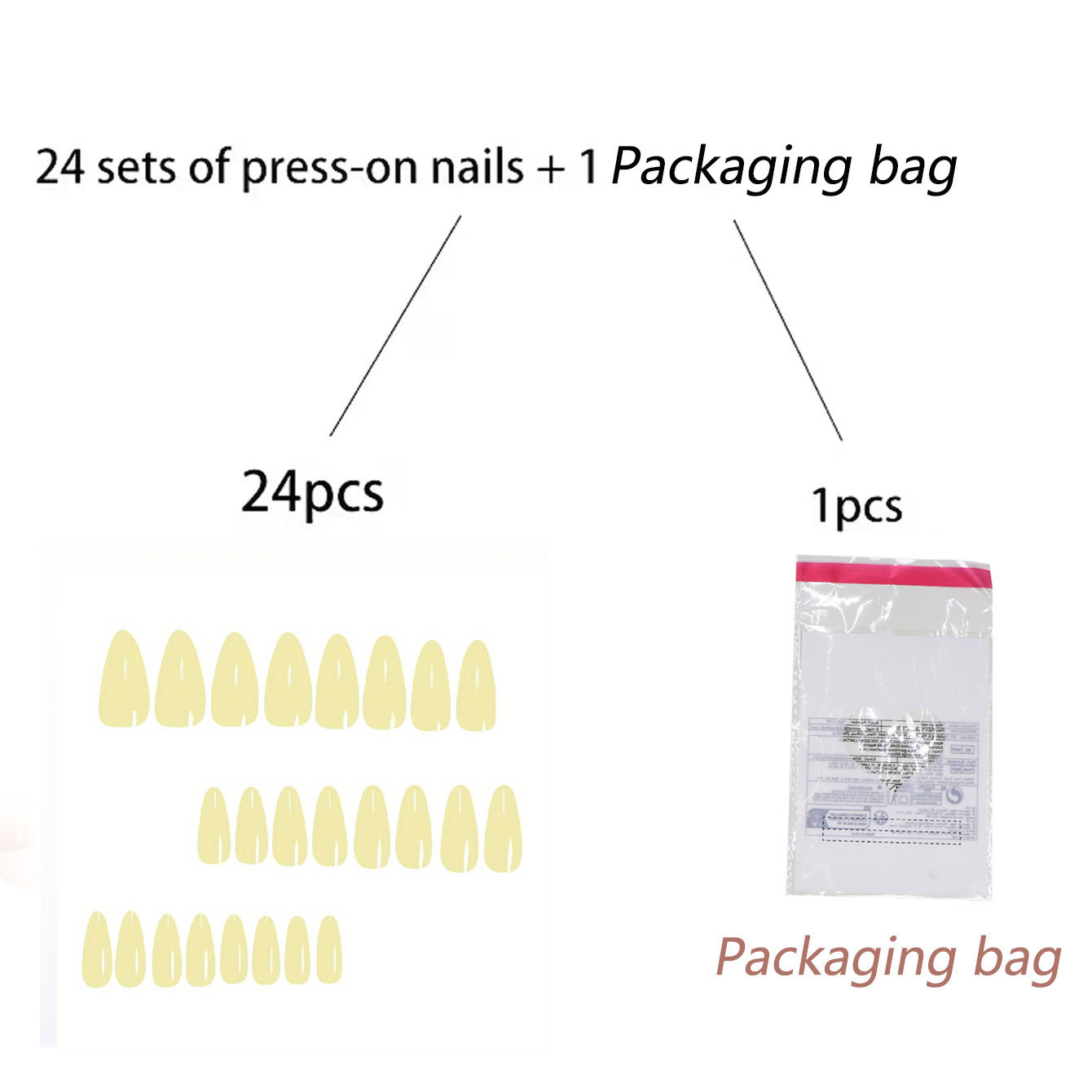 TEMU Foot Set Easy Elegant Goose Yellow Glossy Fake Nails Fashionable Versatile Press-on Nail Kit For Women And Men, Suitable For Spring Summer Daily