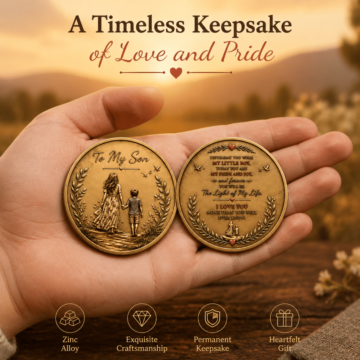 TEMU Son-themed Collectible Pocket Coin Gift Suitable For , Family Keepsake With Token, Multicolor Coin For Birthdays, Christmas Presents, Class