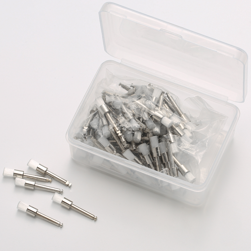 100pcs/set Laboratory Nylon Disposable Brush Head, Small Aircraft Polishing Cup, Plastic Material For External Use