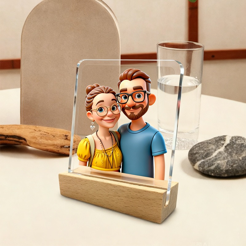 2d flat customizable 2d acrylic sign with photo frame wooden base decorative desk ornament for office bedroom living room great birthday gift for relatives friends colleagues and teachers 2d flat