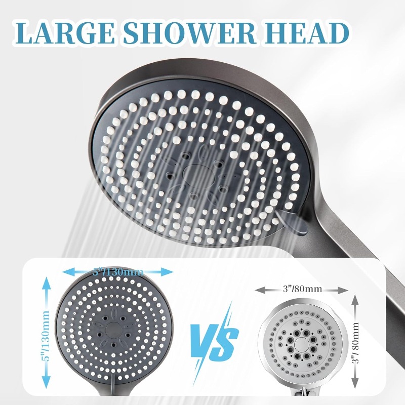 1.5m Handheld Shower Head with 6 Modes, Powerful Boosting Showerhead