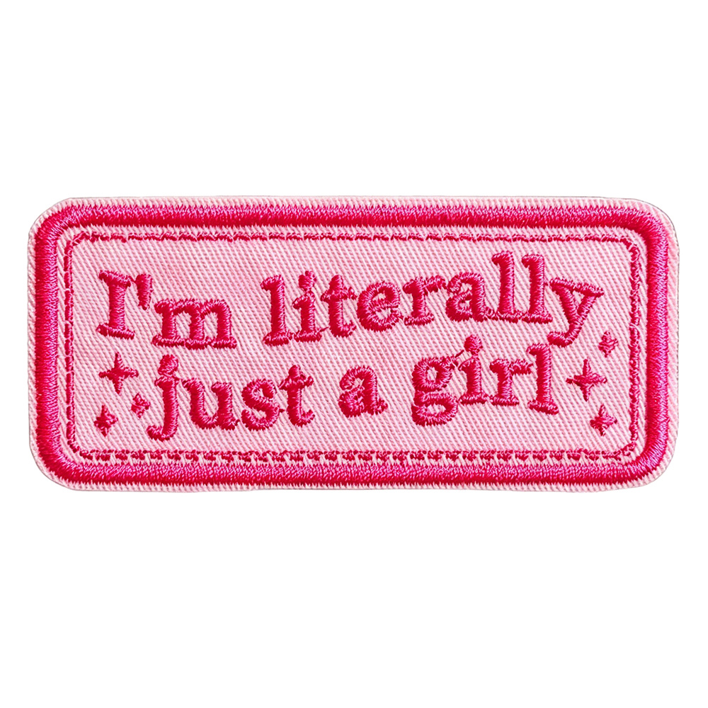 TEMU Patch brodé rose « littéralement un patch » à thermocoller ou à coudre, Applique amusante avec de pour vestes, jeans, sacs à dos, décoration de