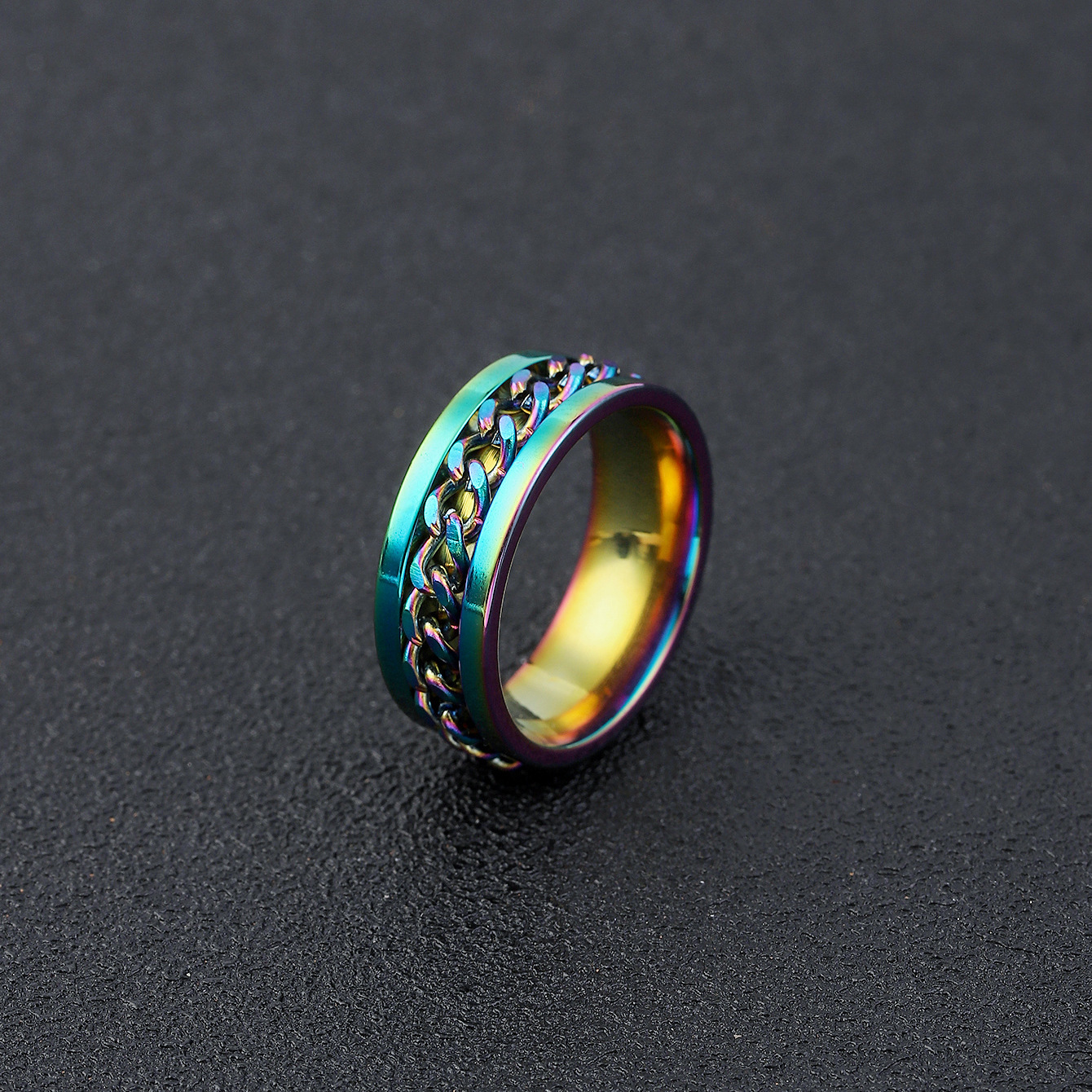 ring for opening bottles and beer rotatable decompression ring for men rotatable chain titanium steel ring stainless steel jewelry for women Product details 2