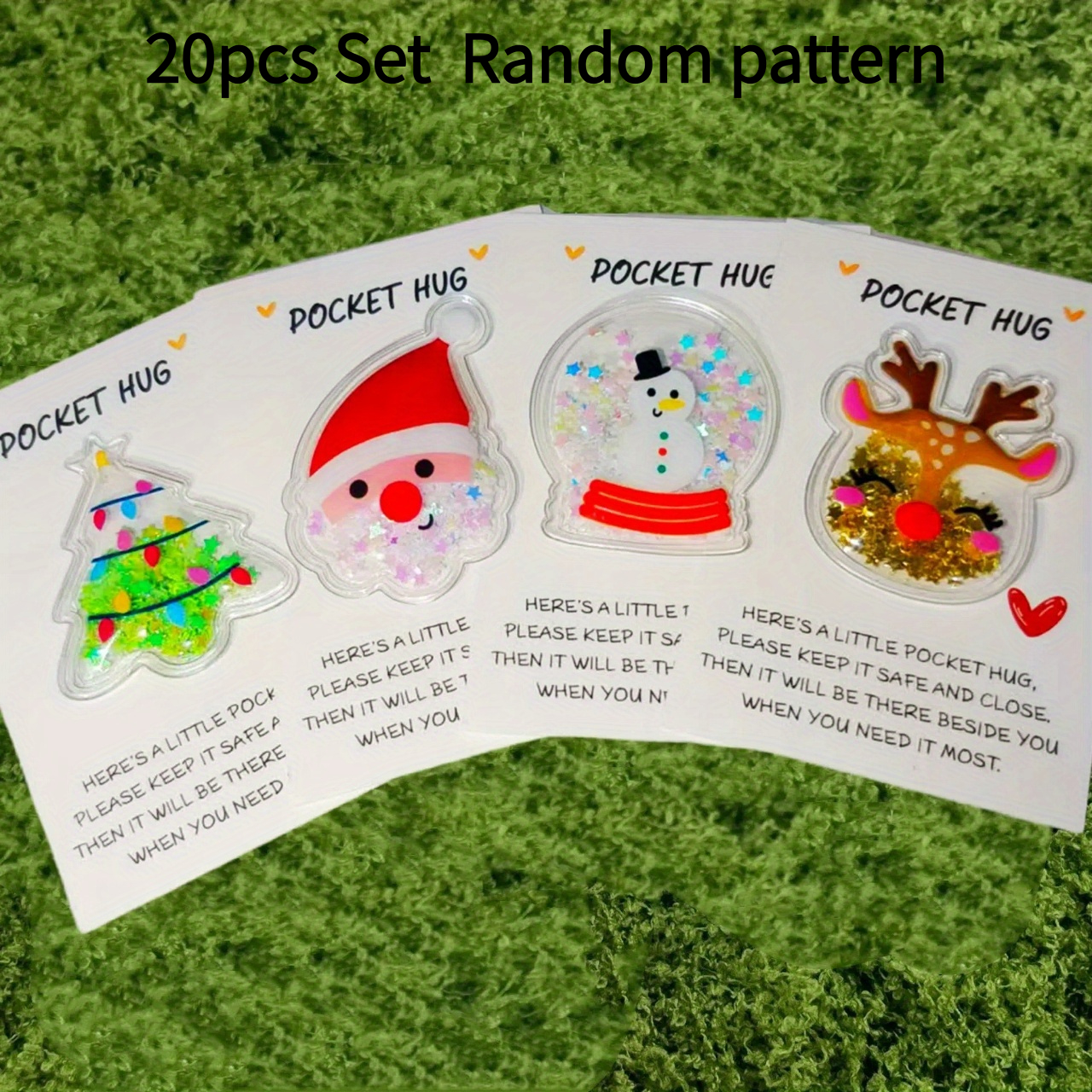 TEMU 20pcs Set Of Quicksand Christmas Cards, Featuring Santa Claus, Christmas Trees, Reindeer, And Snowman Designs. Highly Suitable For Parties,