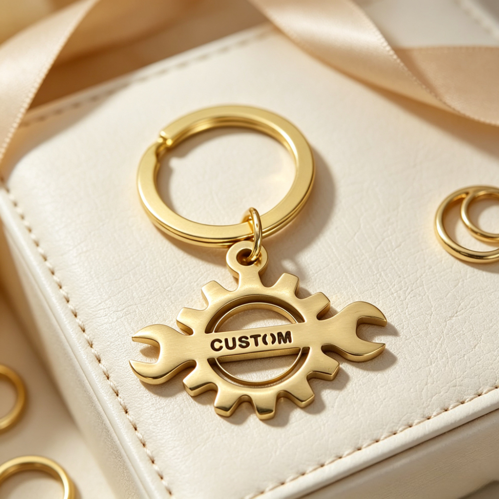TEMU Personalized Custom Men's Engraved Keychain - Exquisitely Designed Gear And Wrench Fashion Keyring, Name Gift For Father, Husband, Boyfriend For