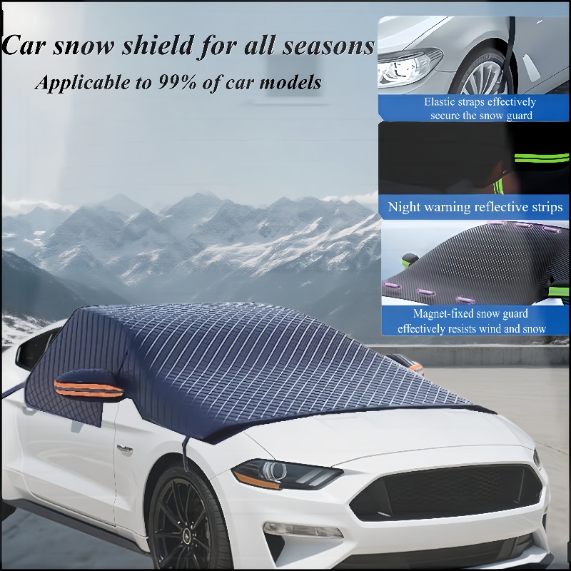 TEMU 2025 Vehicle Snow Protector, Magnetic Windshield Cover, Oxford Fabric Frost Shield, Heat And Snow Resistant