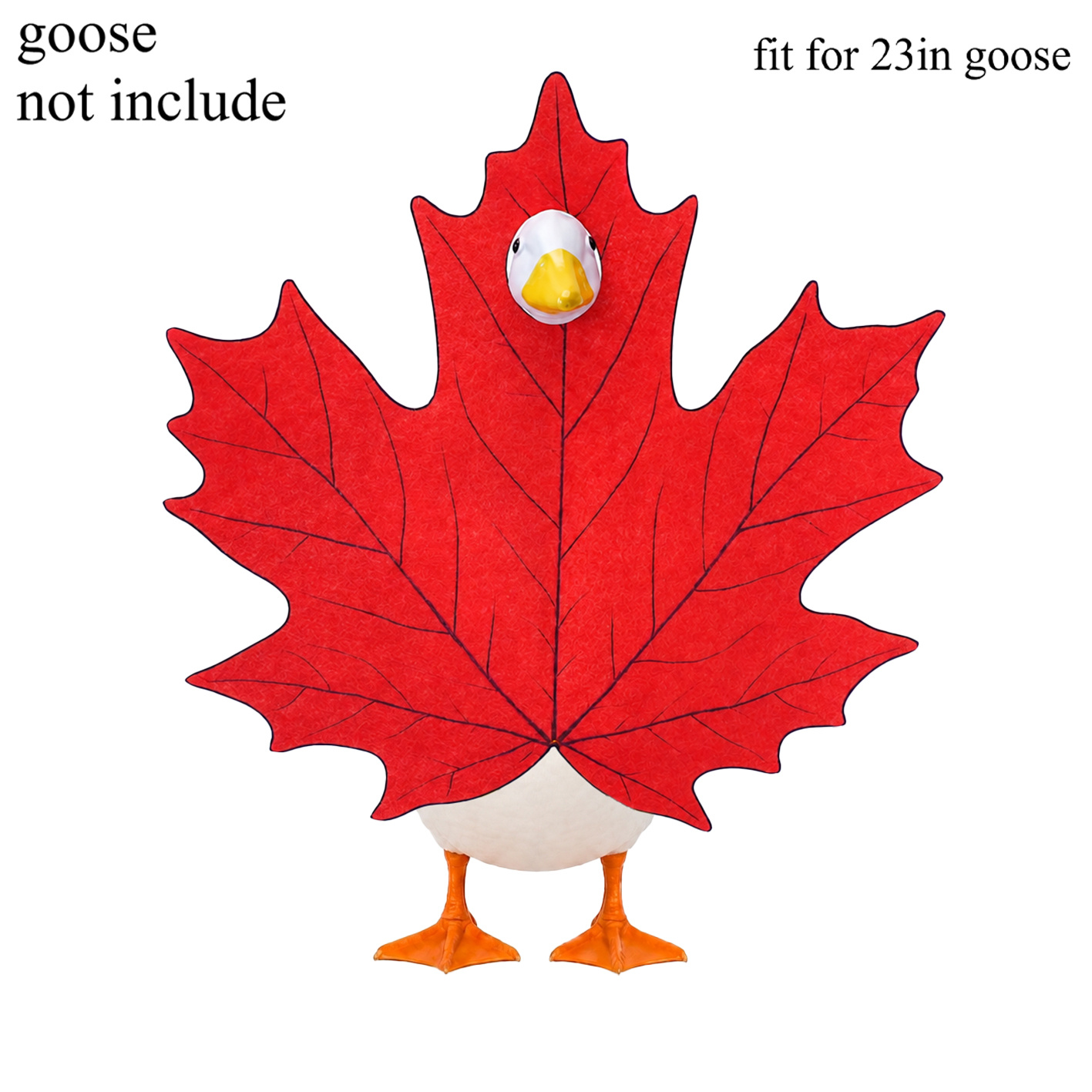 TEMU Ensemble unique grande cape feuille d'érable rouge pour canard de porche, statue de canard de pelouse de 23 pouces, cape de feuille d'érable