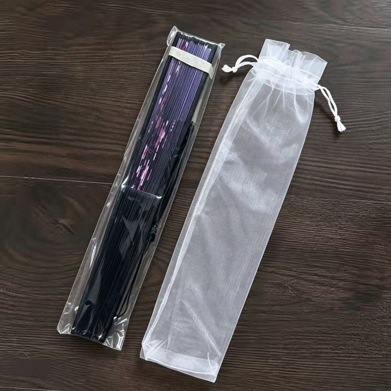 TEMU Set ventagli pieghevoli portatili retr簷 con borsa per il trasporto, sfumatura ciliegio viola, ventagli da ballo, adatti per spettacoli di ,