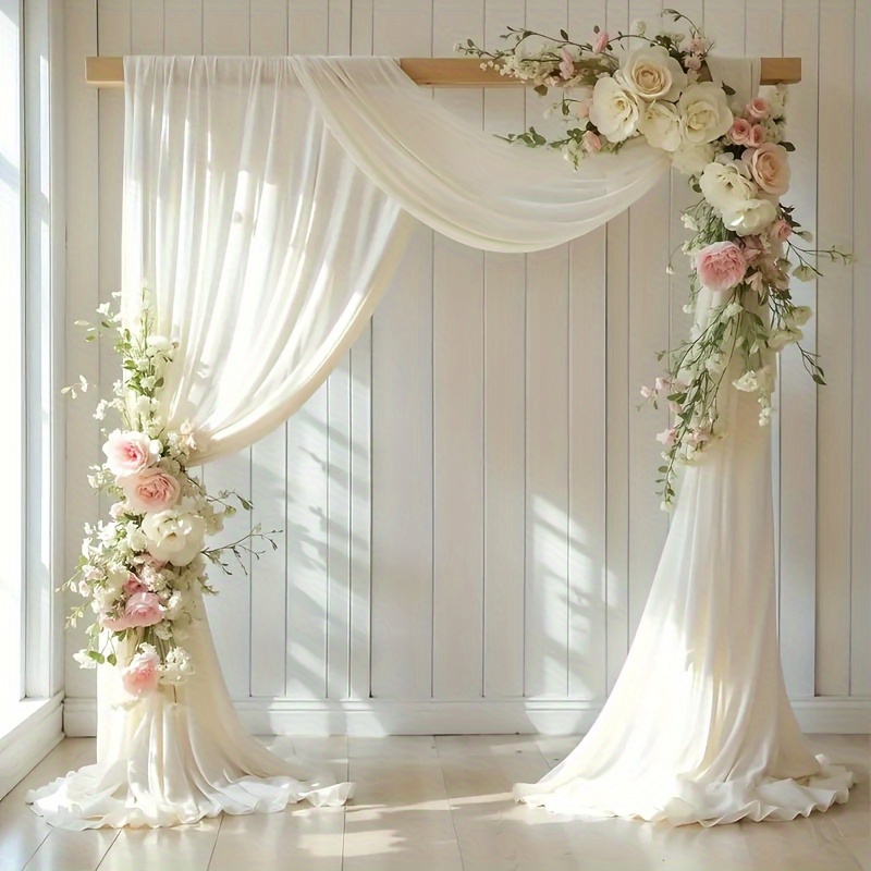 TEMU 1pc Tulle Wedding Arch Hanging Fabric, Solid Color Backdrop Curtain, Glossy Chiffon Gauze Drape, Wedding Arch Ceremony Party Ceiling Decoration,