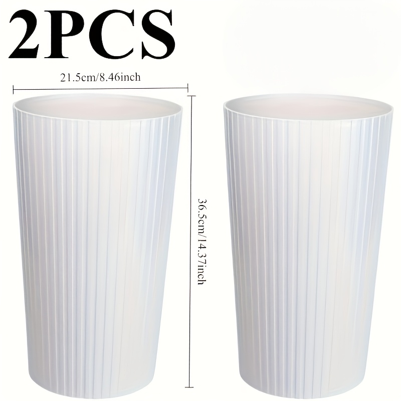 2pcs Tall Planters, Home Gardening Flower Pots, Classic Striped Pattern Plant Pots for Indoor/Outdoor Use, Extra-Large   with Faux Ceramic   and Wide Rim, Reinforced Durable Cylinder Planters with Vertical Stripes, Large Household