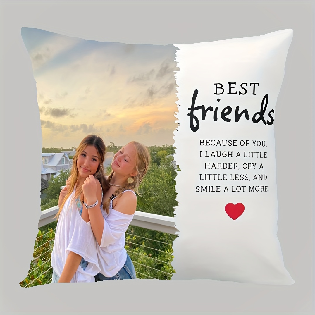 TEMU 1pc, Custom Short Plush, Two-sided Print, Customized Bff Photo, Trendy Best Portrait Bff Pillowcases, Birthday Gifts For Bff, Surprise Gifts,
