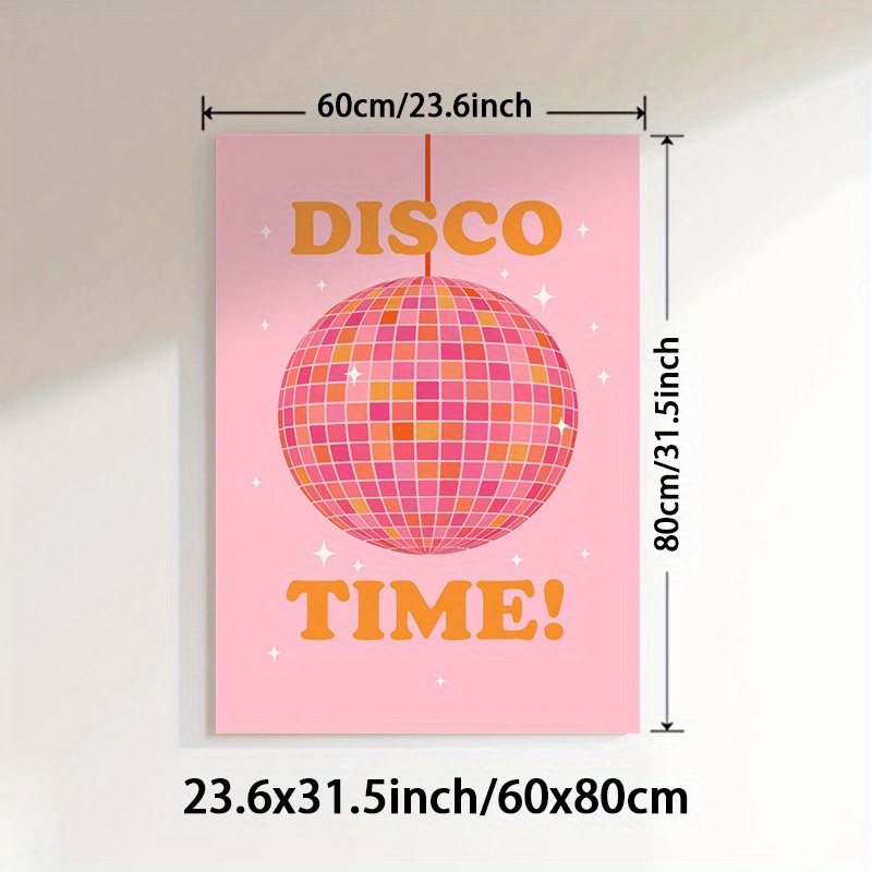 TEMU 2d Flat, 1pc Retro Disco Ball Wall Art Poster - Shiny Suitable For Living Room, Bedroom, Vertical Frameless Canvas Print - Decor, Ideal Gift,