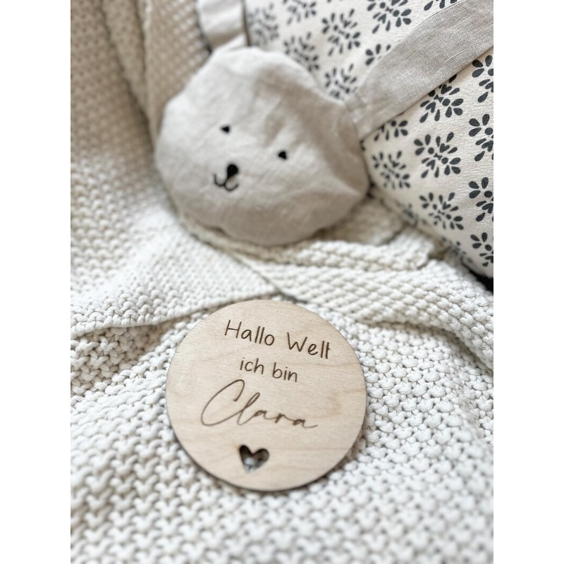 Image of Ized Name Wooden Wall Plaque - "hello World, I Am..." Sign, Wood Name Plate Room,, Office & Holiday Decor - Easy Mounting, Contemporary / Name Signage