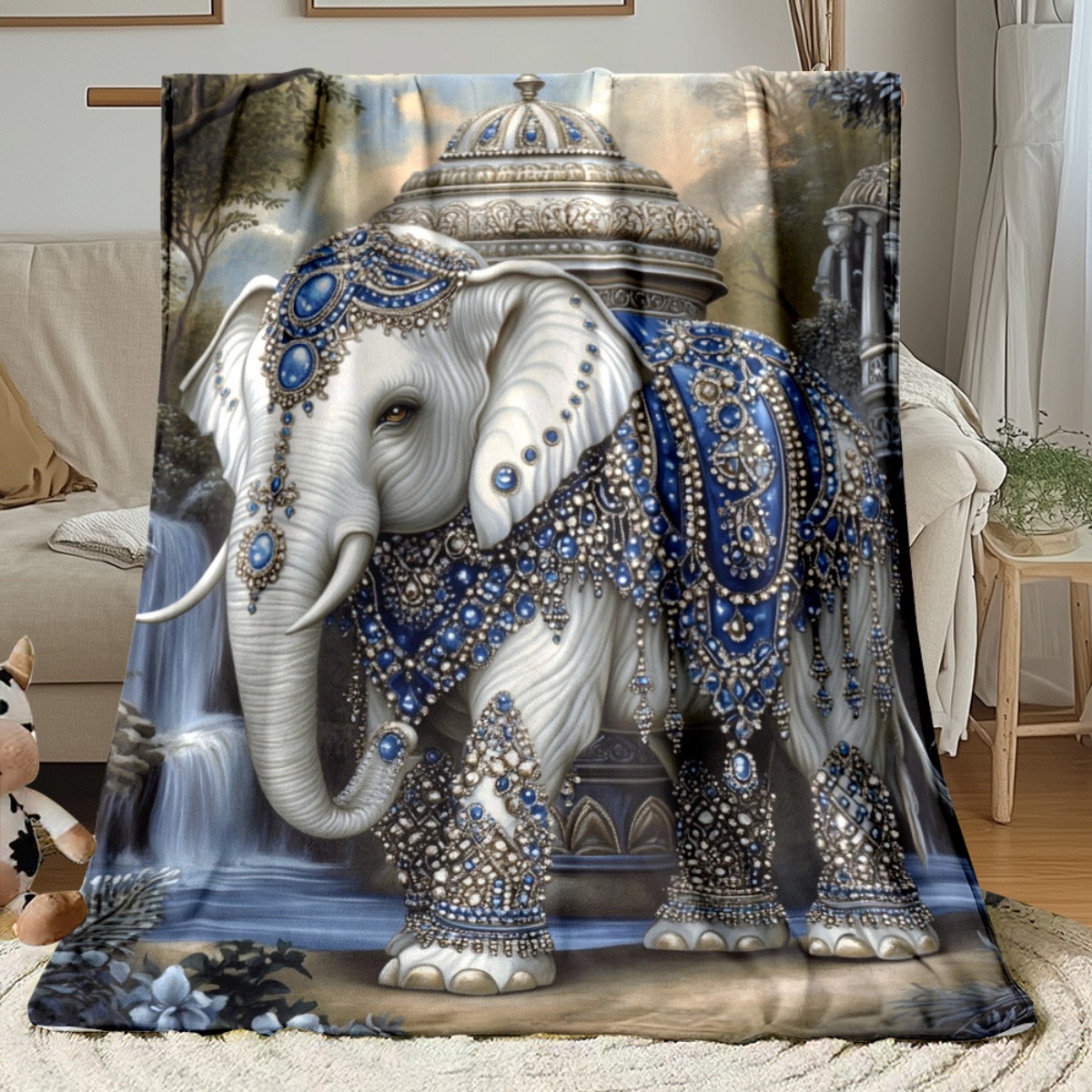 TEMU 1pc Exquisite Elephant Outdoor Portable Blanket - Lightweight Bedding Suitable For Travel Camping Living Rooms Offices Sofas Chairs And Beds -