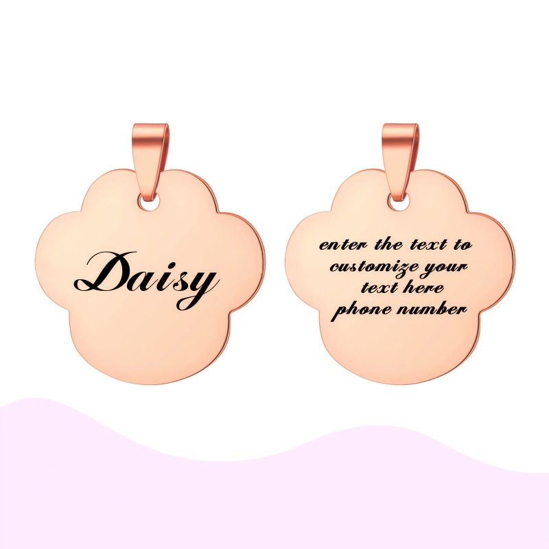 TEMU 1 Personalized Custom Cute Paw Print-shaped Stainless Steel Pet Id Tag. The Front Customized With Your Pet's Name, And The Back Customized With