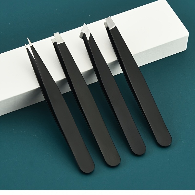 4pcs High-Quality Stainless Steel Tweezers, Facial Care Tool