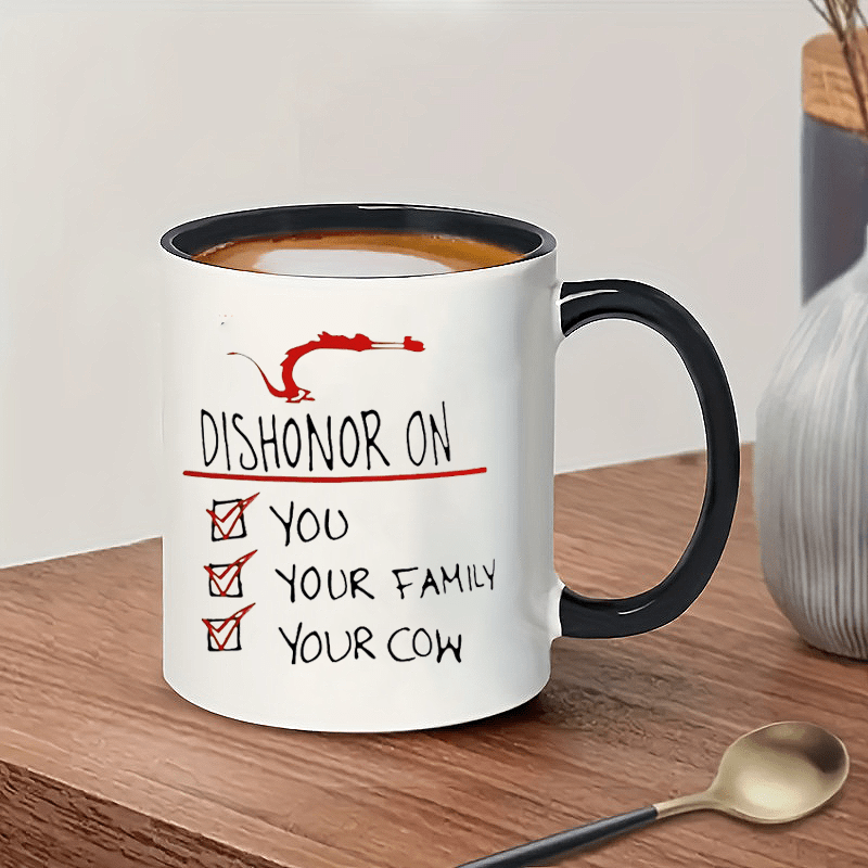 Image of 1pc, White Ceramic Mug, 11oz, " Your Cow" Funny Coffee Cup, Reusable, Insulated, Hand Wash Only, Ideal For Home, Kitchen, Party Favors, Holiday, Birthday Gifts