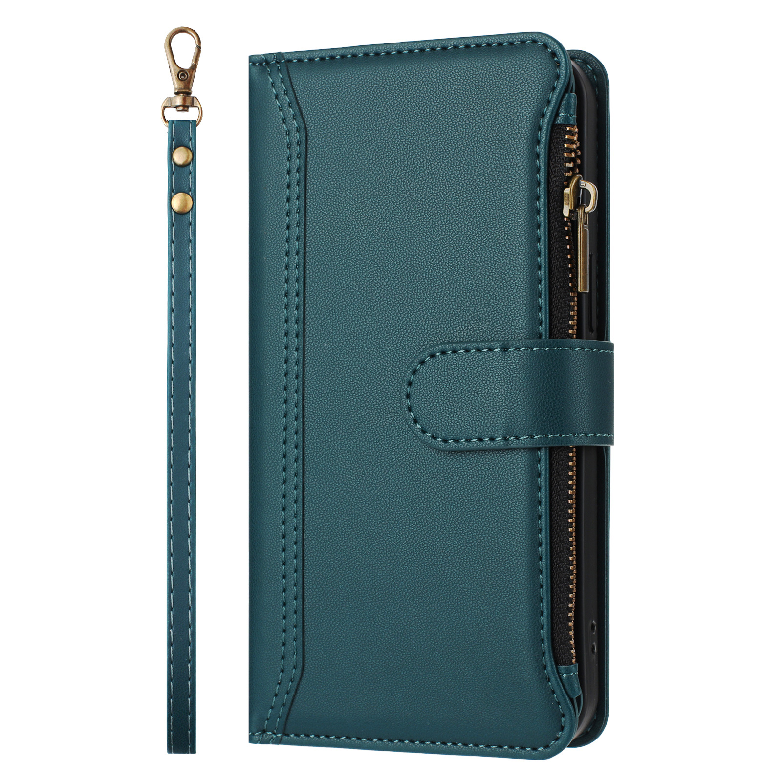 TEMU Phone Case - Dark Green 9-card Chain Bag Light Stand And Wallet Protection 3-in-1, Practical And Exquisite With Hand Rope, Unique Creative Stand