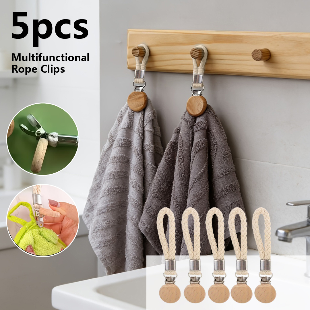TEMU 5pcs Stainless Steel Towel Clips - Hand Towel Holder For Bathroom - Space Saving No Drill Hanging Towel Rack For Kitchen & Bath Towel Storage -