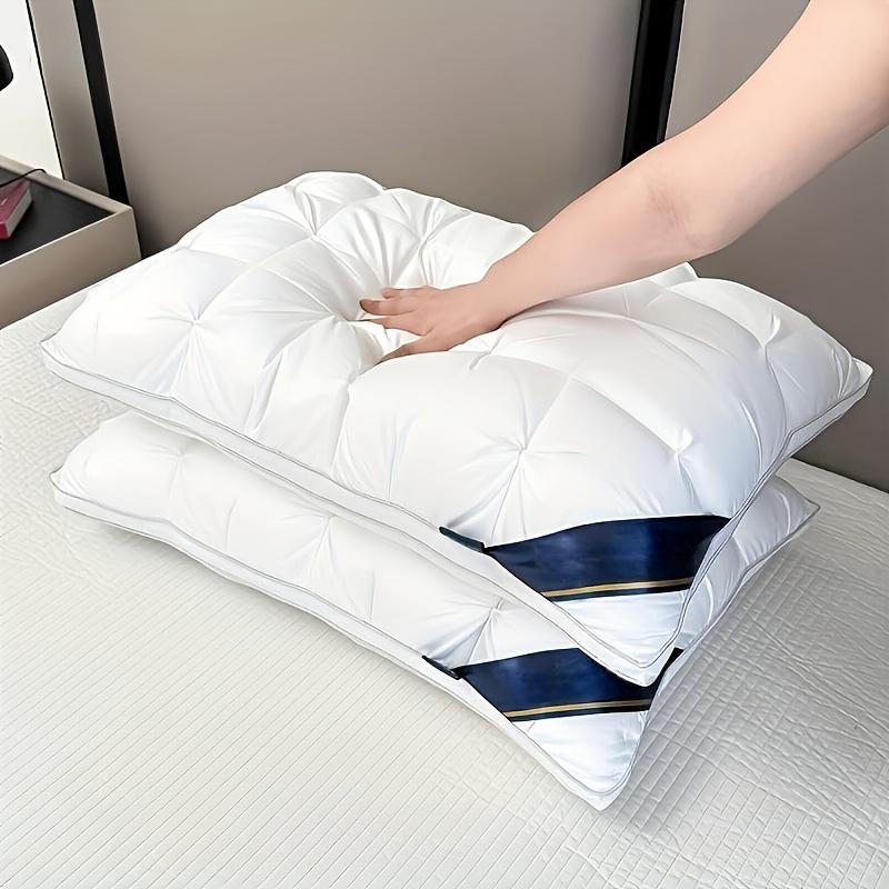 Set of 2 Luxurious Five-Star Hotel Quality Pillows - Designed for Deep Sleep with Neck Support, Featuring High-Density, Non-Flattening Covers Suitable for All Seasons, Made with White Satin And Filled with 100% Polyester