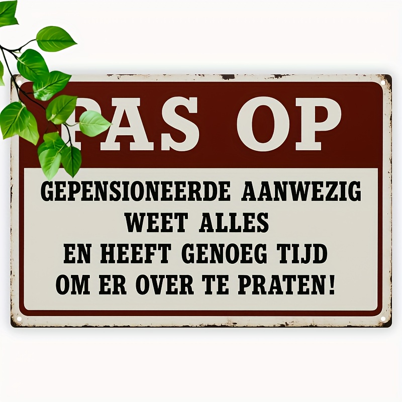 TEMU 2d Flat, 1pc 2d Flat Vintage Dutch Style Fun Retirement Warning Sign - Wood Rustic Farmhouse Wall Decor With Dutch Text And Retirement Design -