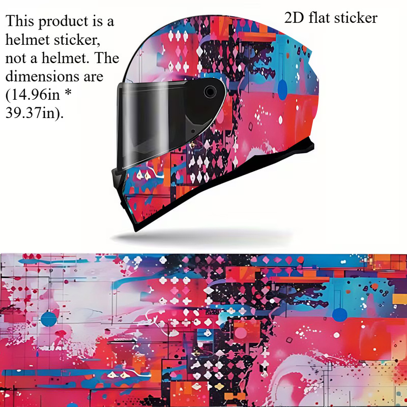 Artikelbild 2d-flach,  . helmaufkleber, 2d abstraktes geometrisches design, strapazierfähiges pvc-material, künstlerisch-ästhetische grafik-aufkleber für motorrad-rennhelm-dekoration, helmzubehör, 2d-flach