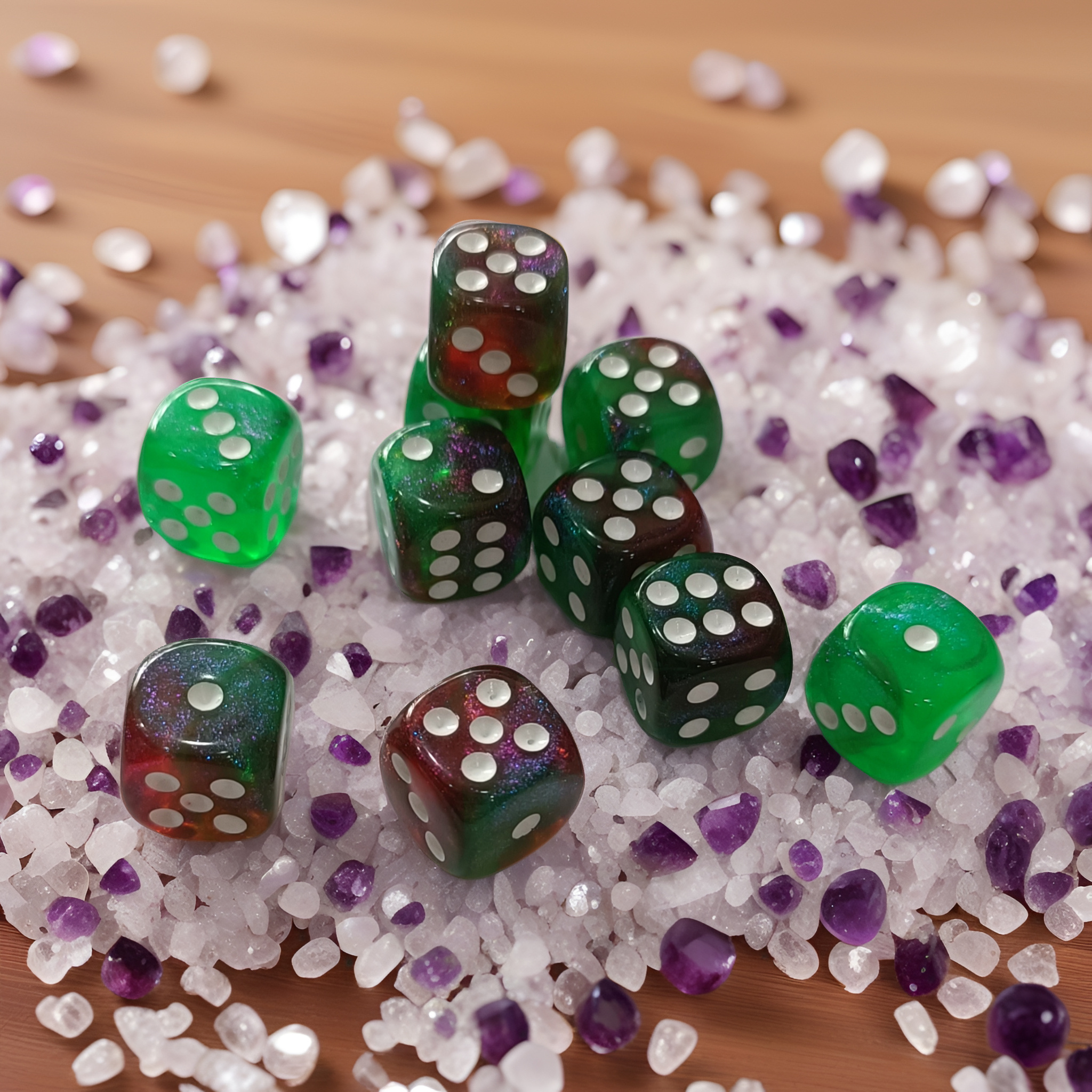 8pcs High-Brightness Iridescent Two-Tone Dice