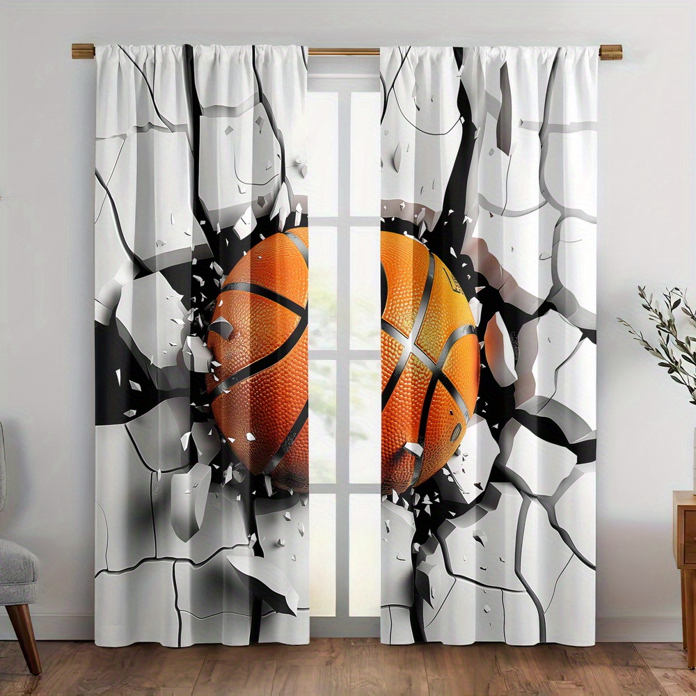 TEMU Lot de 2 tissus pour rideaux, Rideaux occultants isolants pour chambre à coucher, Imprimé , Produits artistiques pour fenêtre, Polyester lavable